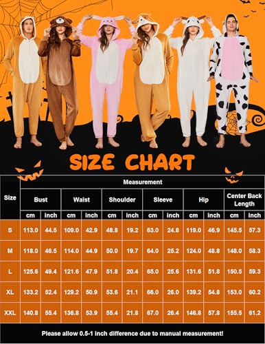 Ekouaer Tier Jumpsuit Kostüm mit Reißverschluss & Kapuzen Fleece Onesie Schlafanzug Fasching Halloween Cosplay Karneval Einteiler (Herren, Damen, Unisex) Rentier, L