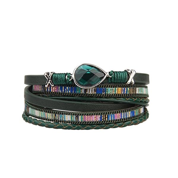 joymiao Pulsera de Cuero Mujer - Retro Tejida Pulsera Cuero Multicapa - Mujer Joyeria de Moda de Regalos Personalizados | DeHippies.com
