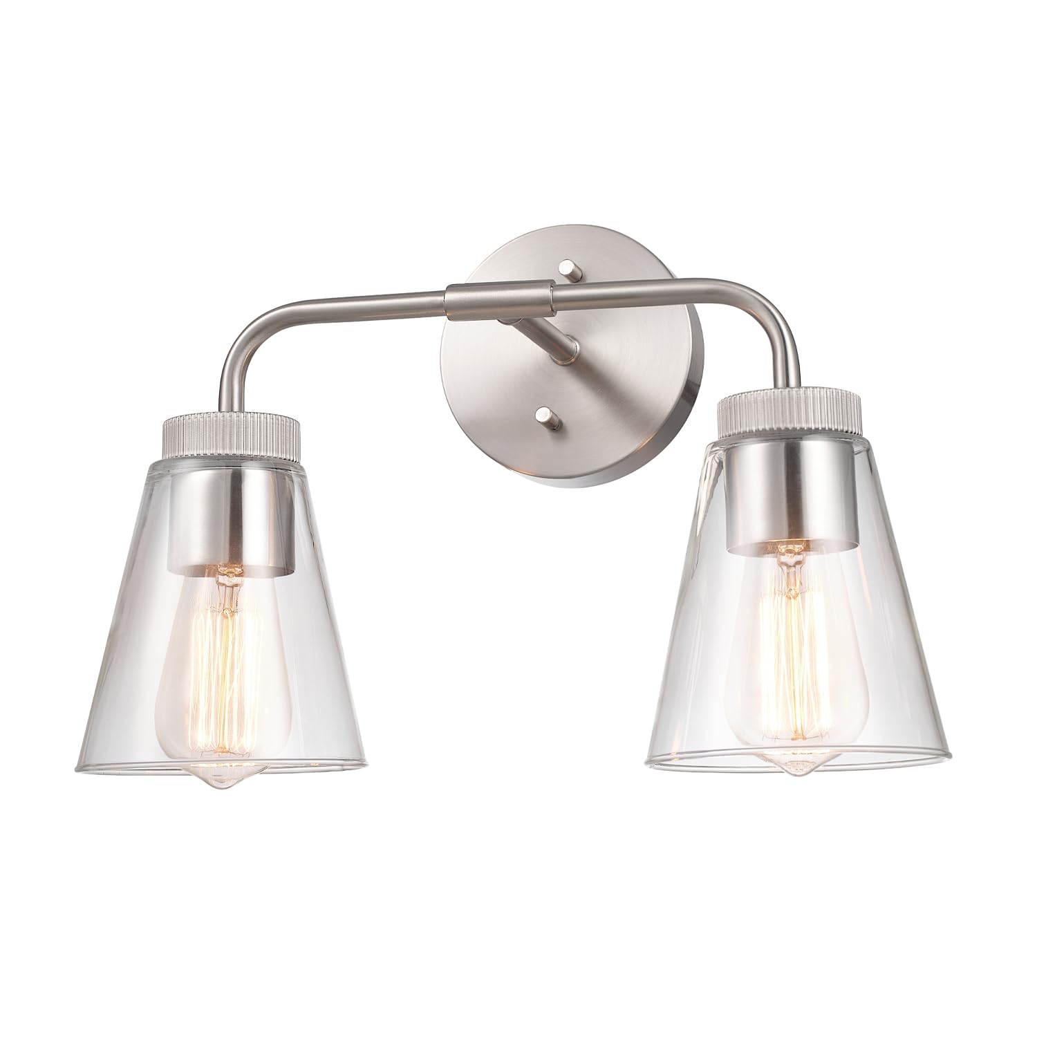 Globe Electric 2-Light Vanity Light, Brushed Nickel Finish, Clear Glass Shades