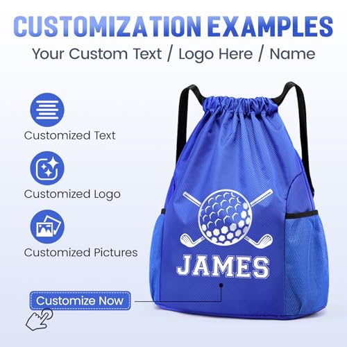 Custom Waterproof Drawstring Backpack Bulk, Thickened Custom Bags With Your Logo & 2 Side Pockets, Portable String Backpacks, Promotional Items Cinch Bag for Gym, Beach, Shopping, Daily Use, Business3
