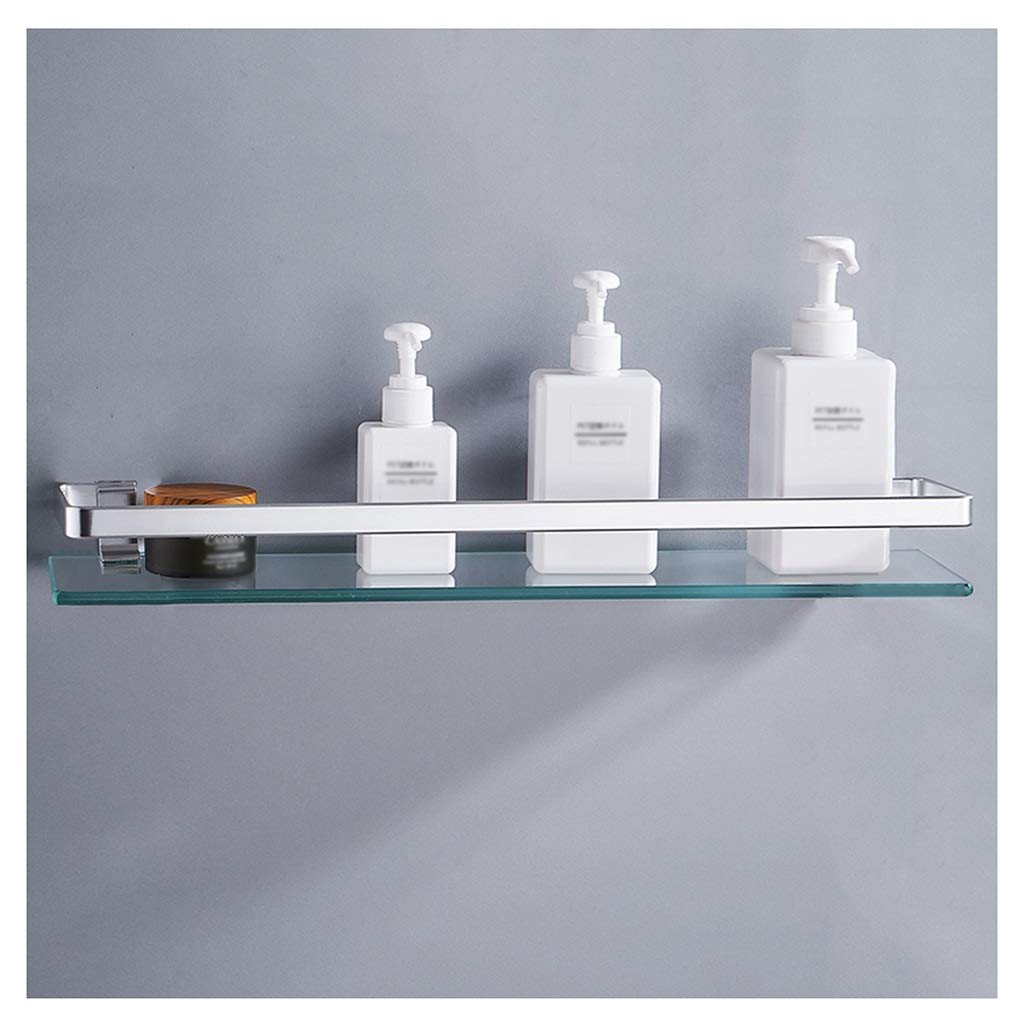 Estante De Baño De Vidrio, Estante De Almacenamiento para Baño Y Ducha, Estante De Especias De Cocina Montado En La Pared, Instalación Sin Perforaciones(Estilo 1-50Cm)