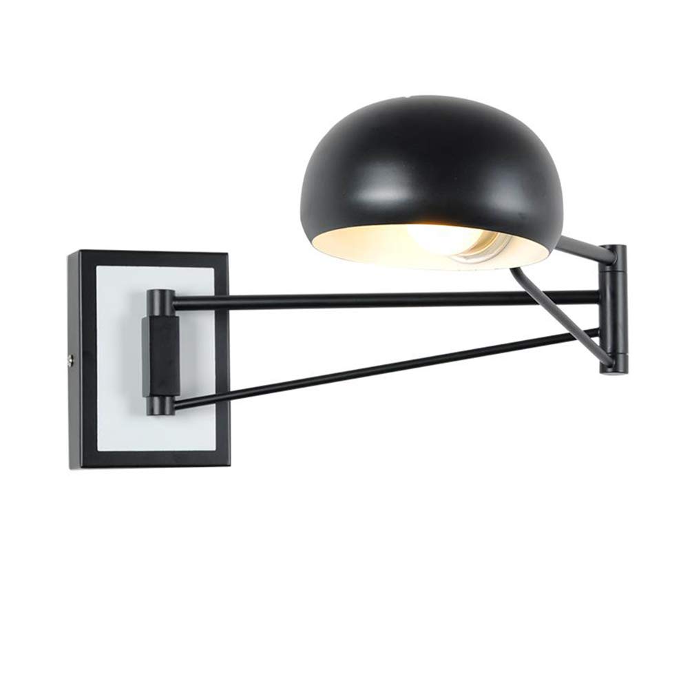 Modern Wall Lights Creative Wall Lamps Adjustable Metal Wall Lamp with Lampshade 360 ​​° Swivel Bedroom Reading Lamp Kids Bedside Light for Living Room Office Study E27,Schwarz