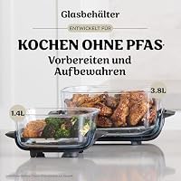 Ninja CRISPi Tragbare Air Fryer Heißluftfritteuse, 3,8 l, 4-in-1: Heißluftfrittieren, Braten, Warmhalten, Recrisp, Kompakt, 6 Portionen, 2 Herausnehmbare Glasbehälter & Deckel, 1700W, Stein FN101EUST – Ansicht 4
