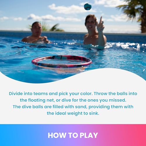 Waboba Dunk oder Dive Pool-Spielzeug-Wurfspiel – Schwimmringnetz und Tauchball-Set – für Schwimmbäder, Sommerspielzeug und Tauchspielzeugspaß – Kinder und Erwachsene ab 8 Jahren