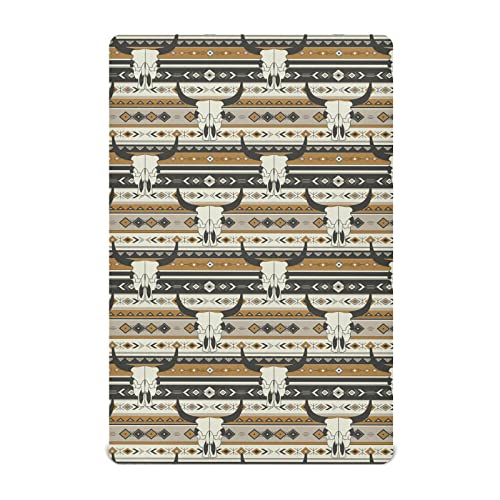 Image of Western Boho Bull Skulls Crib Sheets Soft Breathable Fitted Baby Crib Sheets Mattress Cover for Girl Boys, 52 inch x 28 inch x 9 inch