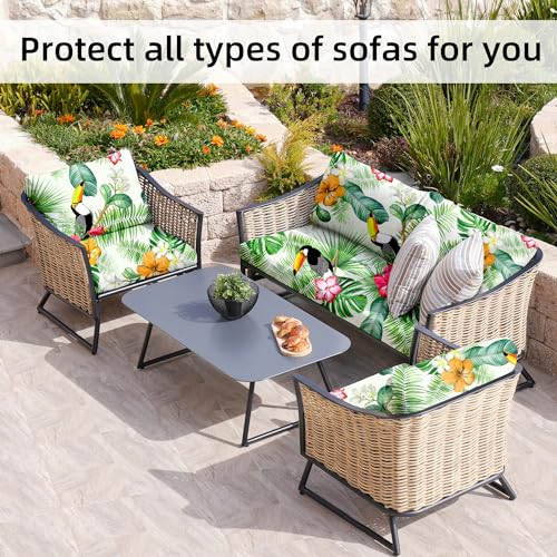 Image of BIETYONE 8Pcs Stretch Patio Cushion Covers,Outdoor Couch Covers Replacement,Outdoor Couch & Sofa Slipcovers,for Patio Furniture Cushion Covers,Washable Reusable urniture Protector(Pelican,8PCS)