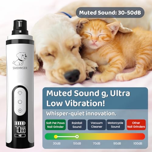 Image of Qpets Electric Dog Nail Grinder with 3 Speeds Modes and 2 Led Light Dog Nail Trimmer for Cat Dog USB Electric Dog Nail Grinder, Dog Nail Cutter for Small Medium Large Dogs and Cats