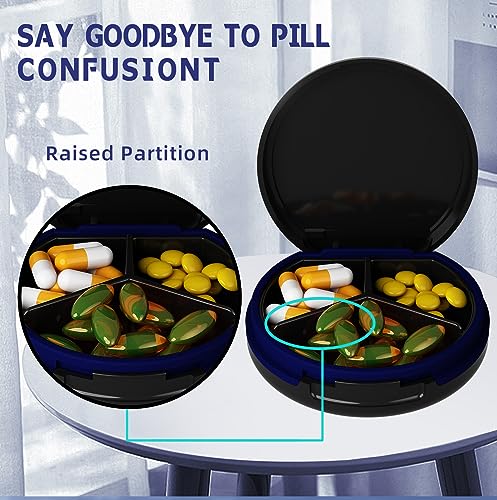 Image of Serfeymi Small Pill Case for Purse, Unique Artistic Patterns Travel Pill Box with 3 Compartments, Portable Mini Pill Organizer for Pocket, Decorative Pill Container for Purse - Black(Logo)