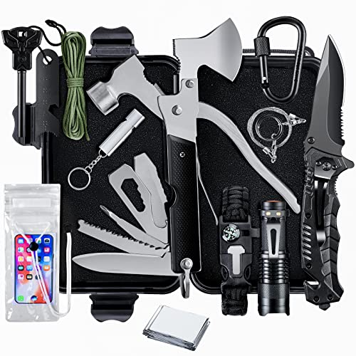 ACEROMT Survival Kits: Gifts for Men Dad Him Husband Fathers Day - Emergency Survival Gear and Equipment 13 in 1 - Camping Accessories Cool Gadget Gifts for Men Dad Him