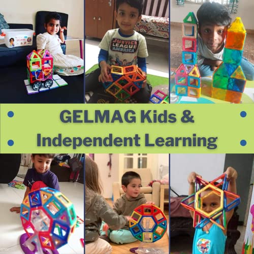 Image of GIFT EQUALS LOVE Gelmag Magnetic Blocks - 66 pcs of Magnetic Building Blocks, Constructing and Creative Learning Educational Nextgeneration Multicolor Toy for Kids with Storage Box