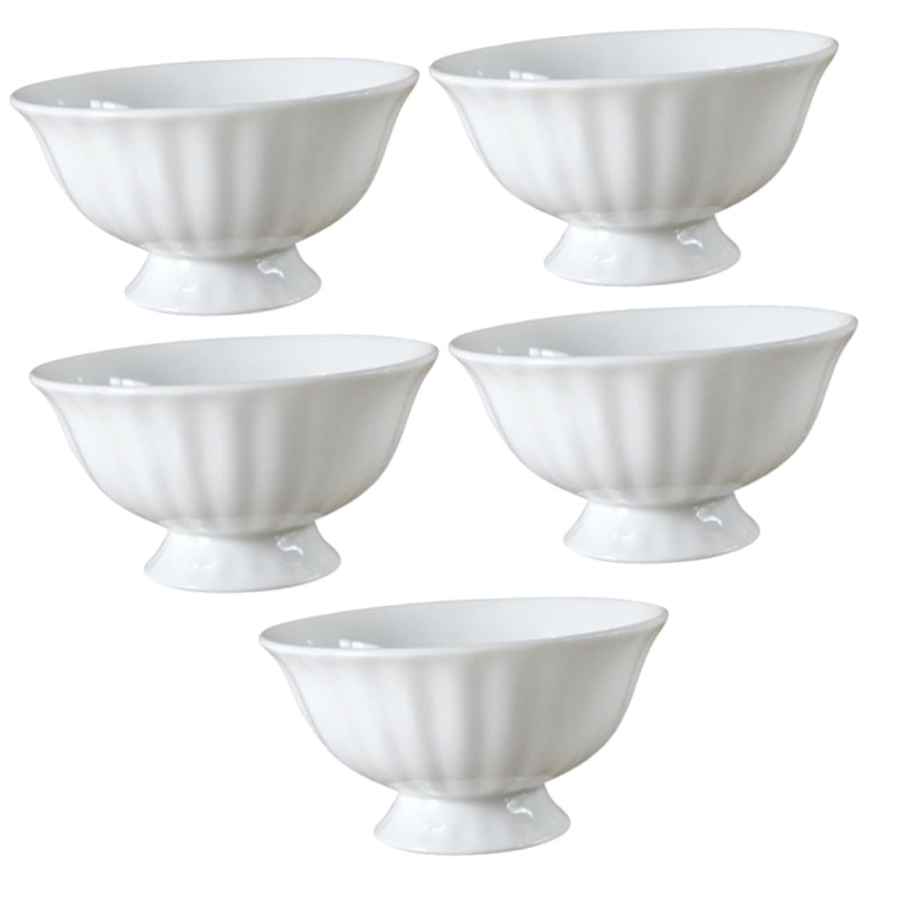 IROEJT Ceramic Goblet Dessert Plates Sundae Cups - 5Pc Set Of Small Soup, Congee, Salad, And Porridge Bowls - Exquisite Ceramics Serving Bowl