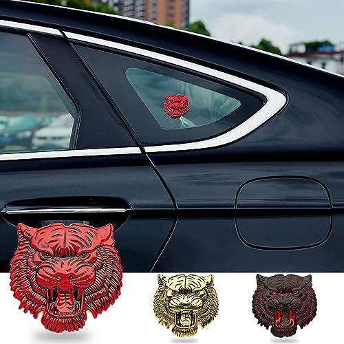 Image of VRT 3D Chrome Emblem Automotive Car, Bike Badges Logo Self Adhesive Sticker (Tiger, Red)