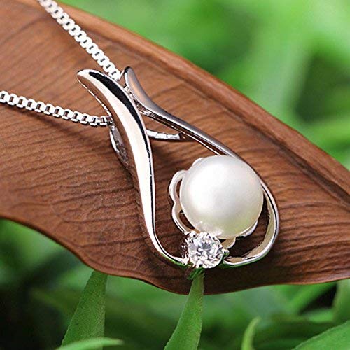 Pearl Pendant Necklaces Gifts For Jewelry For Women Sterling Silver Genuine White Freshwater Cultured Pearls Necklace Gifts For Wife And Girlfriend 18 Inch Chain (Daffodil1) #TOP1