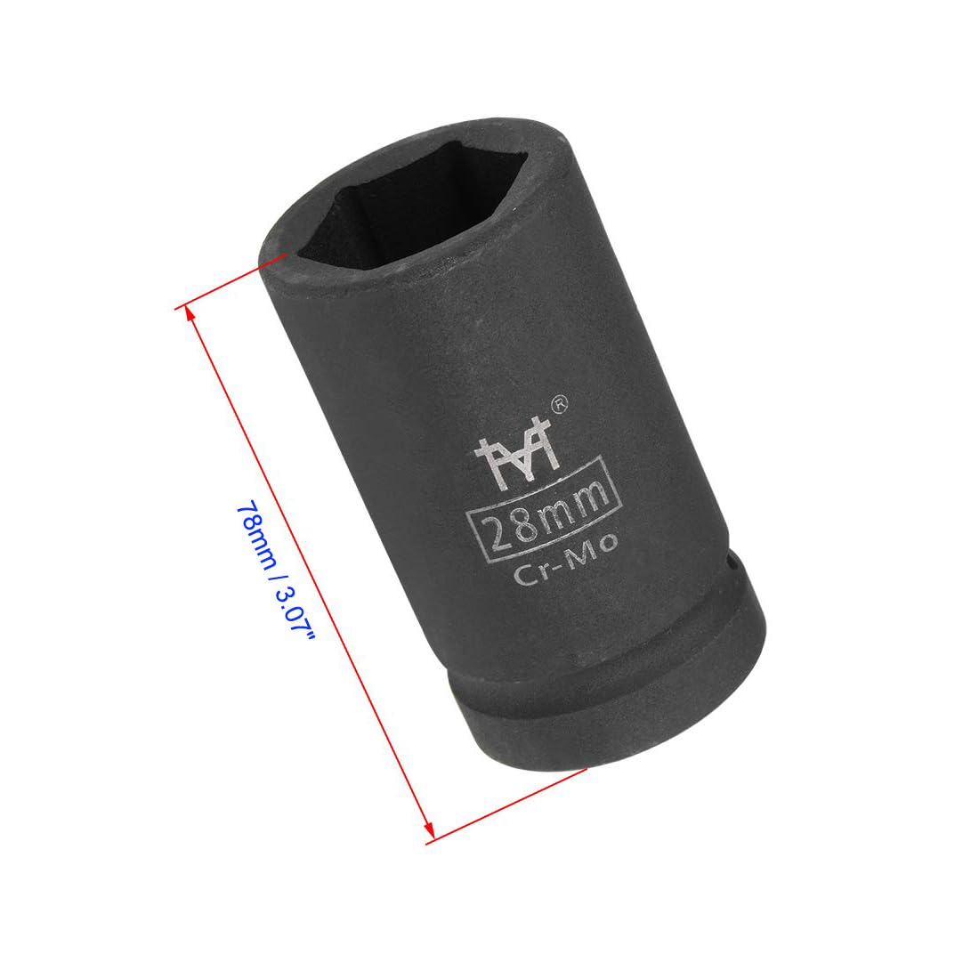 MACHSWON 3/4 Inch Drive - 28mm Deep Impact Socket with 6 Point Design, Heat-Treated Cr-V Steel 78mm Length, Metric Sizes - Image 2