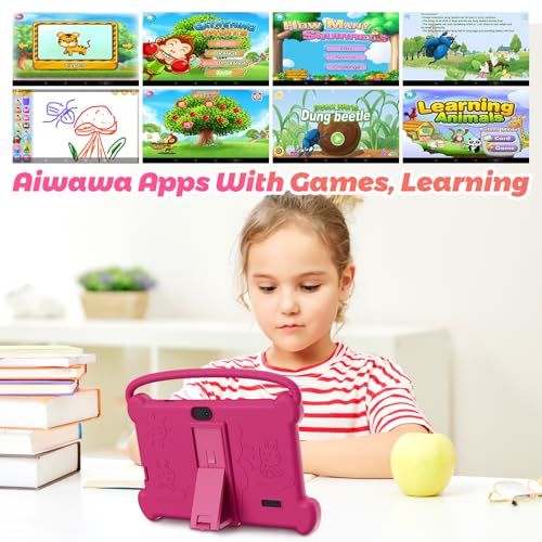 Image of DIGITHINK Kids Tablet 7 inch 3-9 with Protective Case, 4GB RAM 32GB ROM, Toddler Tablets, Andriod Educational Learning Device,Prarent Control, Netflix,YouTube,aiwawa apps (Rose Red)