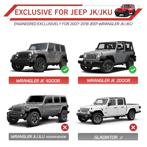 Image of Locking Hood Latch with Keys, Jeep Hood Latch for 2007-2017 Jeep Wrangler JK /JKU, Anti-Theft Hood Lock Catch Latch Accessories, Dust & Water Resistant, 100% Exclusive Development for Jeep JK, 1 Pair
