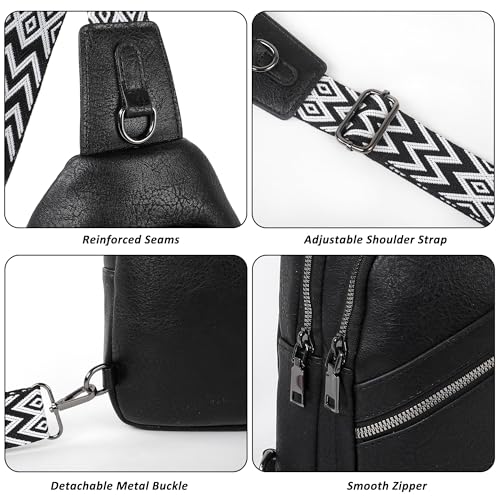 Image of TANTOMI Sling Bag Crossbody Bags for Women Leather Cross Body Bag Trendy Fanny Pack Chest Travel Purse with Adjustable Strap