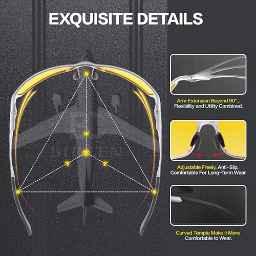 Image of BIRCEN Night Vision Glasses for Driving: Anti-Glare Metal Glasses for Men
