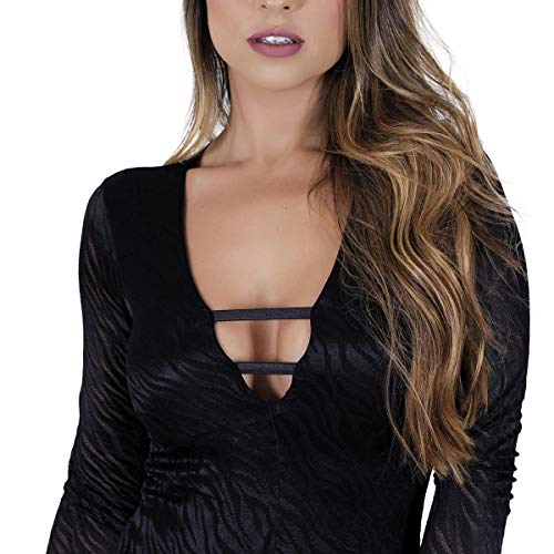 Body Sexy Transparente em Tule Animal Print Estilo Sedutor - GL513