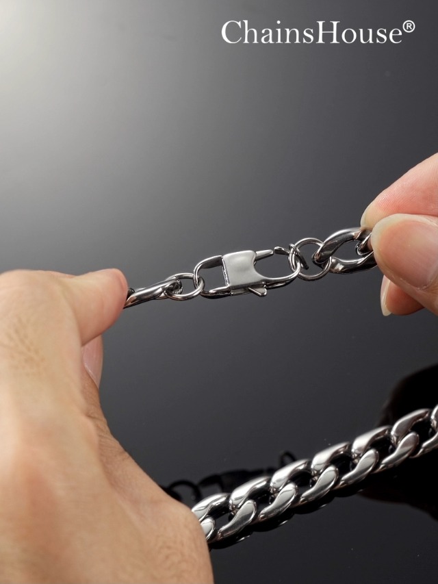 Collana Cubana Uomo ChainsHouse - Acciaio Inox 13.5mm - Lunghezza 46-76cm - Argento/Nero/Oro