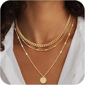 MFRYK Gold & Silver Layered Necklace Set for Women, Pendants & Chain Styles