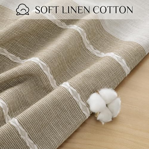 Softalker Outdoor Linen Tablecloth Rectangle, Waterproof Cotton Boho Farmhouse Table Cloths with Tassel, Heavy Weight Wrinkle Free Table Cover for Picnic Camping Dining - 55 x 70 Inch, Coffee Lines by Softalker - Used condition - Image 5