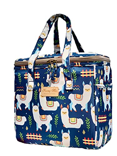 "Kwang Min Llama Insulated Lunch Bag, Reusable Cooler/Organizer For Office,Picnic,Party,Beach.durable Fabric W/Water, Scratch Resistance, Light, Ez To Clean,Ideal For Llama/Alpaca Lover(Navy)" #TOP21