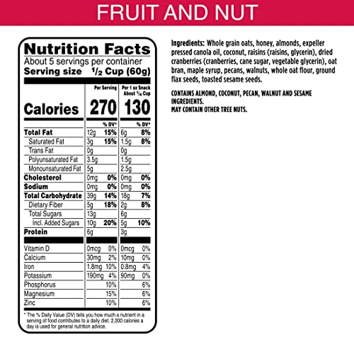 Bear Naked Granola Cereal, Vegetarian, Breakfast Snacks, Fruit And Nut (6 Bags) #TOP1