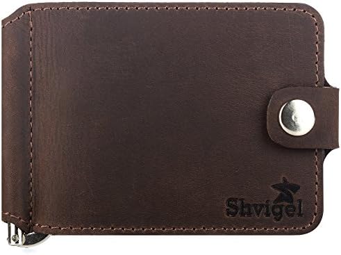 Shvigel Slim Wallet Money Clip - Genuine Leather - Thin Minimalist Wallet - Front Pocket Wallet for Men & Women