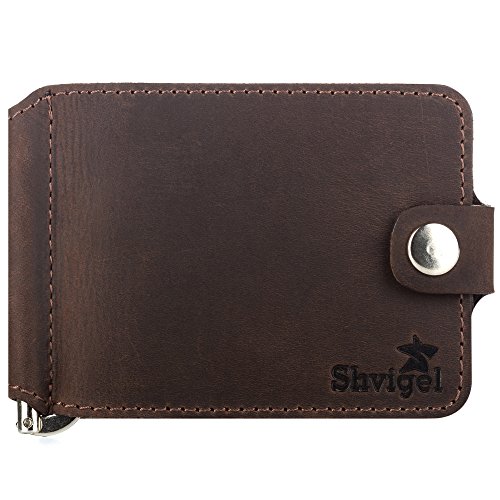 Shvigel Slim Wallet Credit Card Holder - Leather Blocking Minimalist Men's Wallet (old wallet brown)