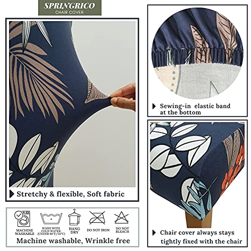 Image of SPRINGRICO Chair Covers for Dining Room 6 Pack, Stretch Dining Chair Cover, Washable Spandex Kitchen Parsons Chair Slipcovers, Removable Seat Protector for Home or Party ( Set of 6, Garden Wind)