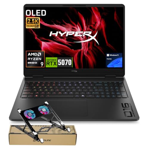 HP HyperX OMEN 16 OLED 2.5K AMD Ryzen 9 8945HX RTX 5070 Gaming Laptop | 64GB DDR5, 4TB SSD, 16" WQXGA 165Hz/0.2ms HDR 1100nits, 4-Zone RGB Backlit, Numeric Keypad, Wi-Fi 7, Ethernet, Win 11 Home