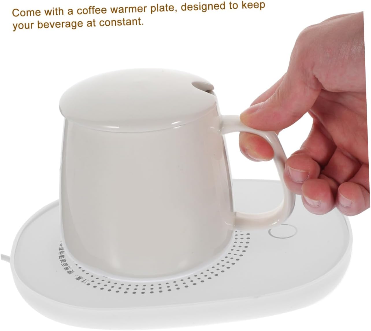 Generic USB Electric Mug Warmer with Ceramic Heating Plate Thermostatic Milk Warmer for Home Use Multi-Functional Coffee Cup with Handle Design Gift for Family and Office