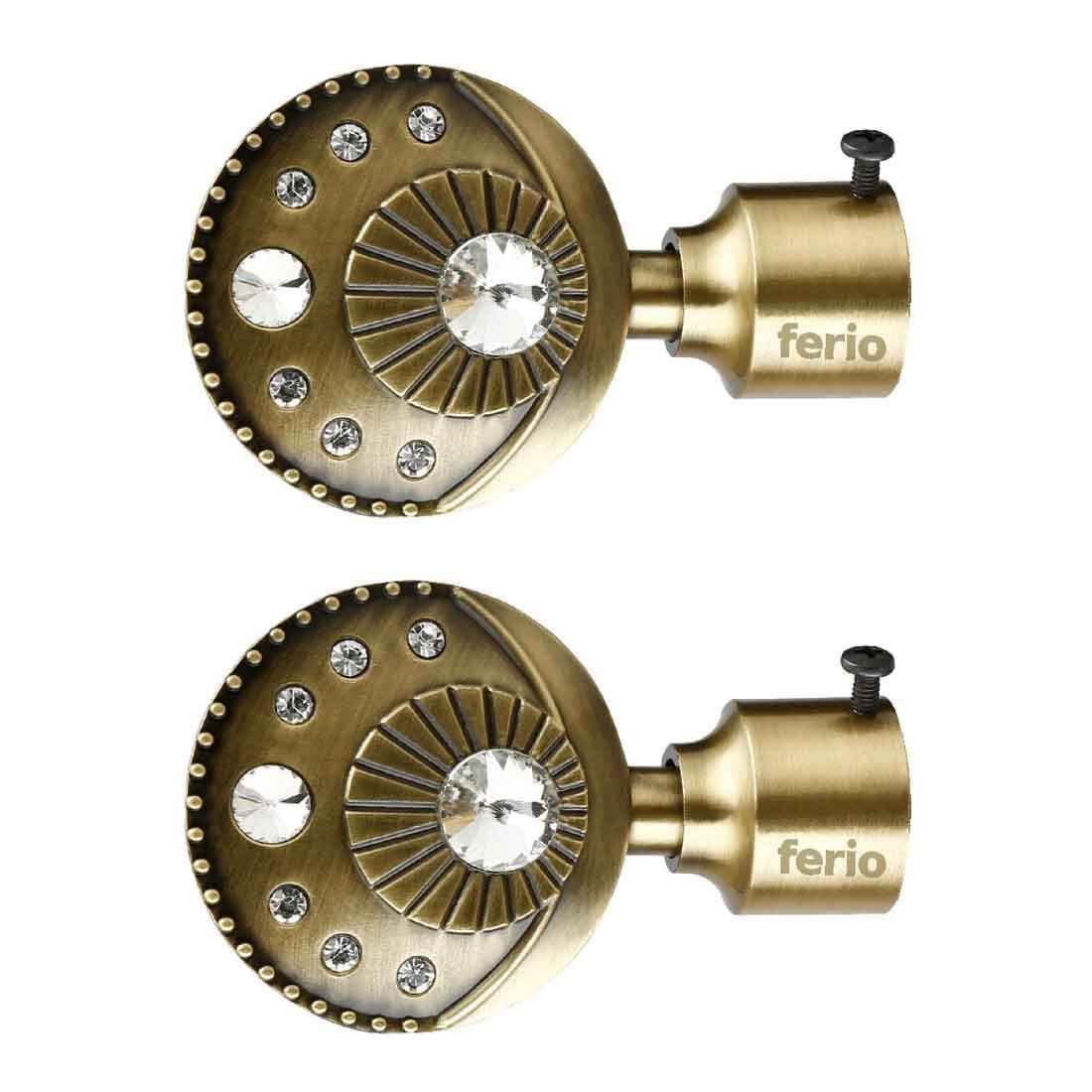 Ferio Chrome Finish Zinc & Diamond Curtain Finials - 1 Inch Rod Set (2 Pieces)