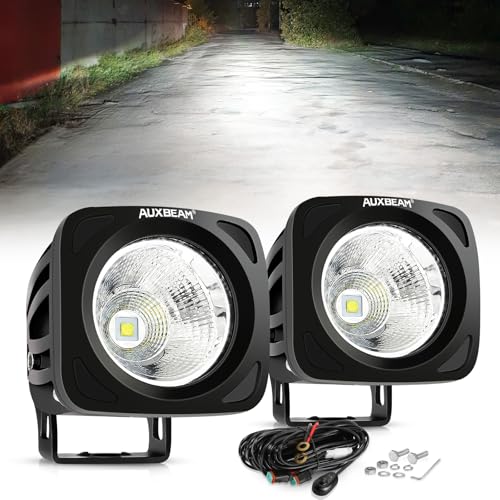 Auxbeam 3.5in 50W Round LED Offroad Light, 5000LM Amber Fog Light, Yellow Spot Flood Combo for Jeep & Truck Amber Led Offroad Light