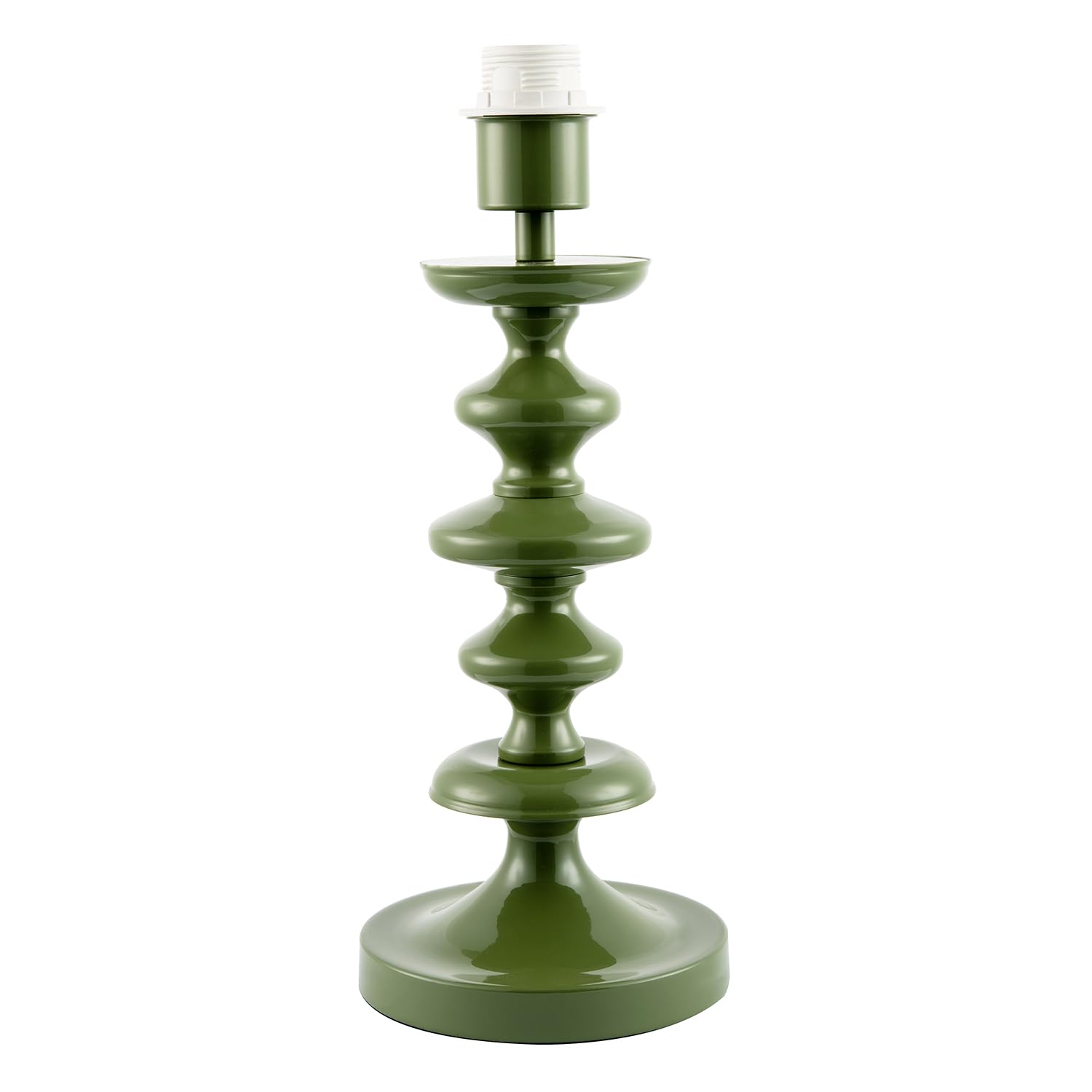 B&Q -  Modern Olive Green Gloss Table Lamp Base With Chic Round Step Design