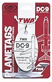 PlaneTags TWA® DC-9 Vintage White | Genuine Aircraft Skin | Keychains | Luggage Tags | Tail# N976Z | Gifts for Avgeeks | Gifts for Pilots