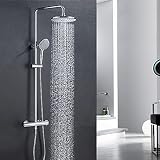 【Juego de ducha Termostático】El termostato puede mantener la temperatura del agua a una temperatura fija de 40℃, protección contra escaldaduras para proteger a niños y ancianos. Puede brindarle una experiencia de ducha segura y cómoda.