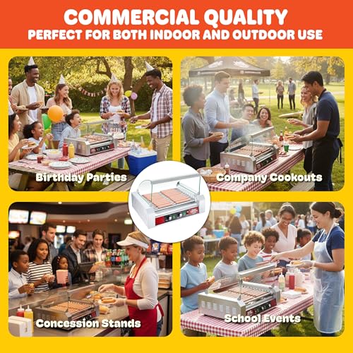 Image of Hotdog Roller Cover - Tempered Glass Sneeze Guard for 9-Roller Hot Dog Machine - Shield for Countertop Electric Grill by Great Northern Popcorn