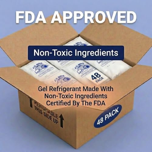 Image of ICE-BRIX Reusable Gel Ice Packs for Shipping, 5.5 x 4 x 0.75 in, 6 oz White (48 Pack) - Small Cold Packs for GLP-1 Medication Shipping, Lunch Bags, Small Mailers & Perishables