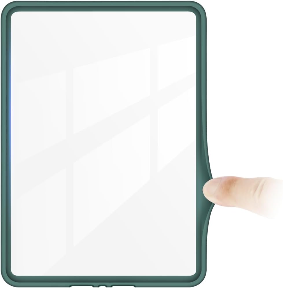 Split Folio Detachable Protective Case for 6.8" Kindle Paperwhite (11th Generation-2021 Release), Ultra Clear Transparent Back Cover Light Shell, Auto Sleep and Wake, Dark Green