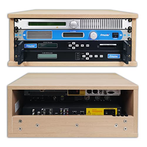 Fmuser 4U Wooden Desktop Studio Rack, Standard Rack For Equipment In Golden Oak Finish,Suitable For Installing Mixer, Power Amplifier, Audio Dsp Processor, Equalizer, Microphone System, Fm Transmitter #TOP5