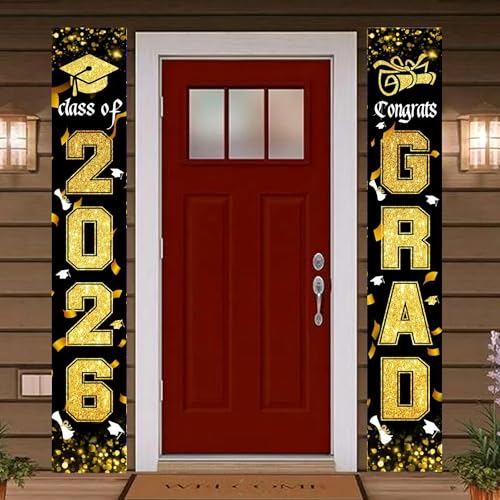 Image of Graduation Decorations 2026 Grad Porch Banner for Any Schools or Grades Graduation Banner Class of 2026 Party Decor