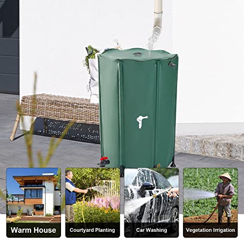 Ganggend Collapsible Rain Barrel 100 Gallon, Portable Rain Barrels To Collect Rainwater From Gutter, Water Storage Container With Filter Spigot Overflow Kit, Rainwater Collection System Green. #TOP6
