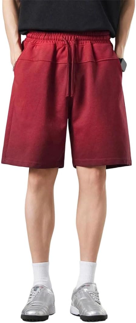 Men Summer Solid Color Washed Distressed Plus Size Loose Fitness Sports Shorts