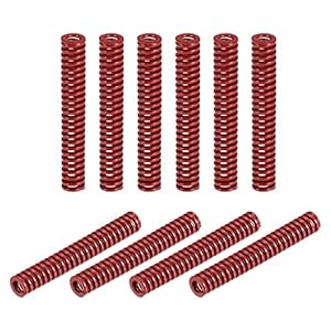 uxcell 3D Printer Die Spring, 10pcs 8mm OD 55mm Long Spiral Stamping Medium Load Compression Mould Die Springs for 3D Printer Electric Part, Red