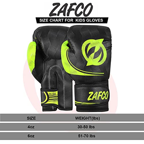 Zafco Kids Boxing Gloves For Kids Junior Muay Thai Kick Boxing Training Mma Punching Bag Children Youth (Black Yellow, 4Oz) #TOP5
