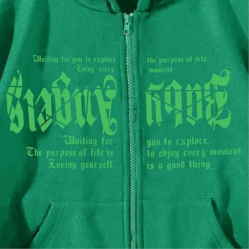 Letter Printed Hoodies for Mens Winter Warm Loose Streetwear Trendy Zip Up Fleece Long Sleeve Y2K Jacket with Pocket3