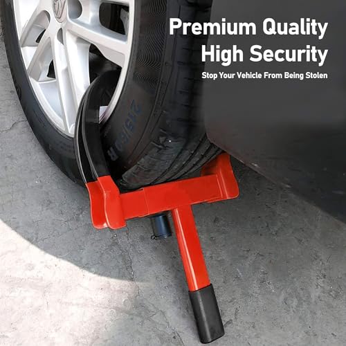 image for CARTMAN 2 Packs Heavy Duty Trailer Wheel Clamp, Red/Black Universal Se