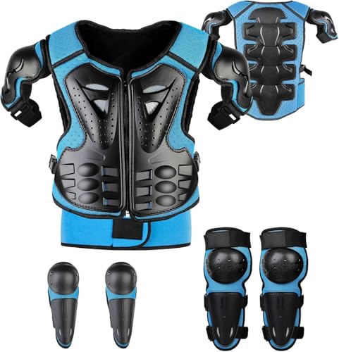 Fansport Équipement De Protection De Moto pour Enfant, 5 PièCes GenouillèRe Respirante CréAtive Equipement Moto Cross Enfant pour Tout-Terrain, Cyclisme,...